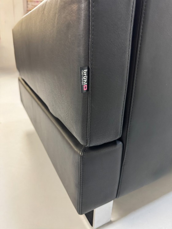 Image 1 of Brühl Alba Sofa Schwarz Leder Designer Couch Schlaffunktion