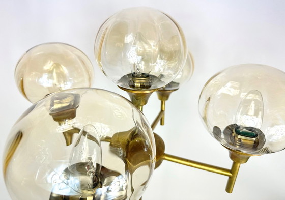 Vintage smoked glass floor light, Brass, Brown (photo 6 of 13)