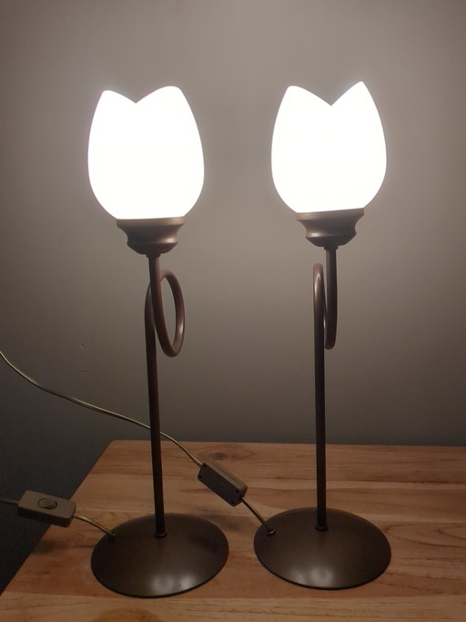 Set of Vintage Solid Table Lamps 'Tulip'