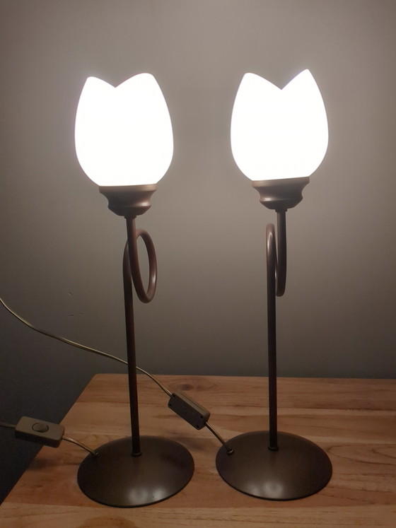 Image 1 of Set of Vintage Solid Table Lamps 'Tulip'