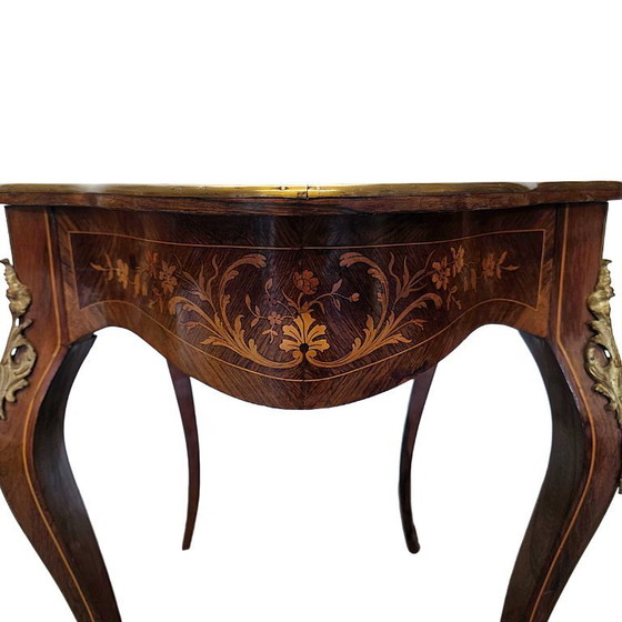 Image 1 of Antigua mesa francesa estilo Luis XV con cajón, finales del siglo XIX