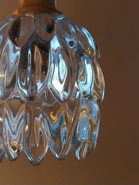 Suspension vintage italienne verre et laiton, Italiaans ontwerp, Métal, Transparent (photo 6 sur 9)