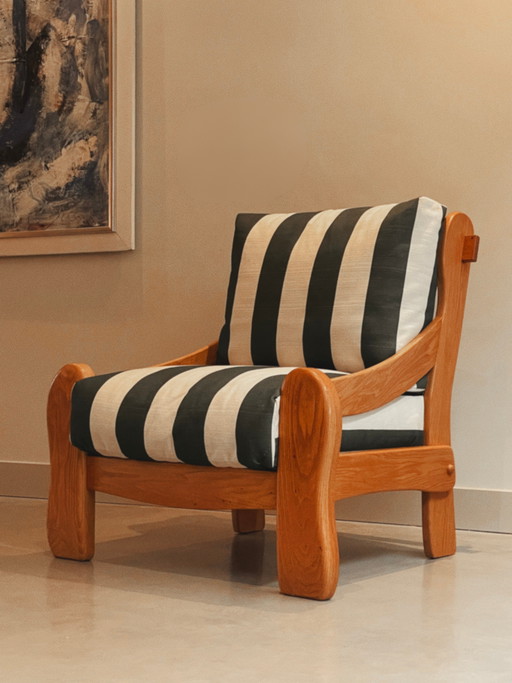 Fauteuil Strepen Massief Hout