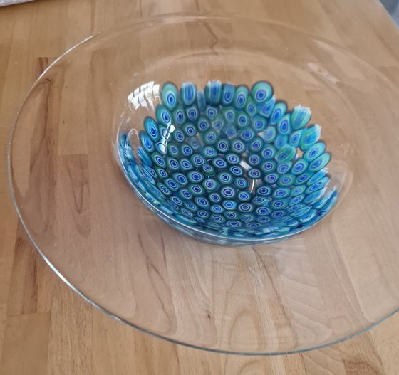 Image 1 of Présentoir à gâteaux Murano : Verre bleu et vert avec murrines