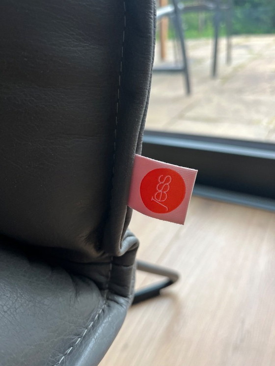 Image 1 of 2x Jess Design Eark Sessel hohe Rückenlehne Leder Royal Grey