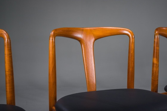 Image 1 of Juliane Dining Chairs in Teak and Black Leather by Johannes Andersen for Uldum Møbelfabrik, Denmark, 1960s, Set of 6