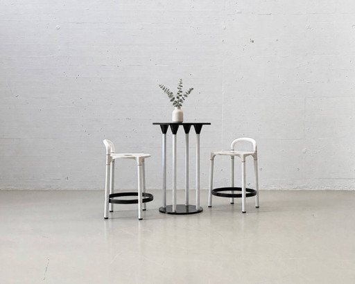 Set consisting of a standing table model 4581 with two Polo bar stools by Anna Castelli Ferrieri for Kartell, Italy, 1980s