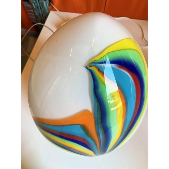 Image 1 of Multicolored Reeds White Egg Lamp in Murano-Style Glass