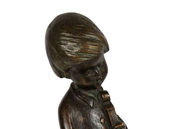 Image 1 of Achatit - Cortendorf - Hans Schirmer - Natural Stone - Made in Germany - 'Boy with Cello' - Model 1943B - 1950s