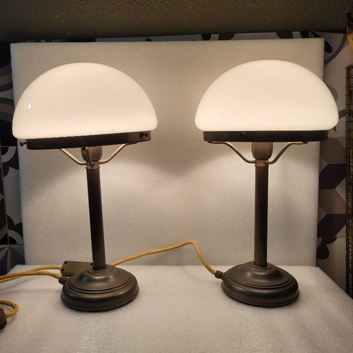 Jugentihl mushroom lamps, Antik Sieger, Germany, signed
