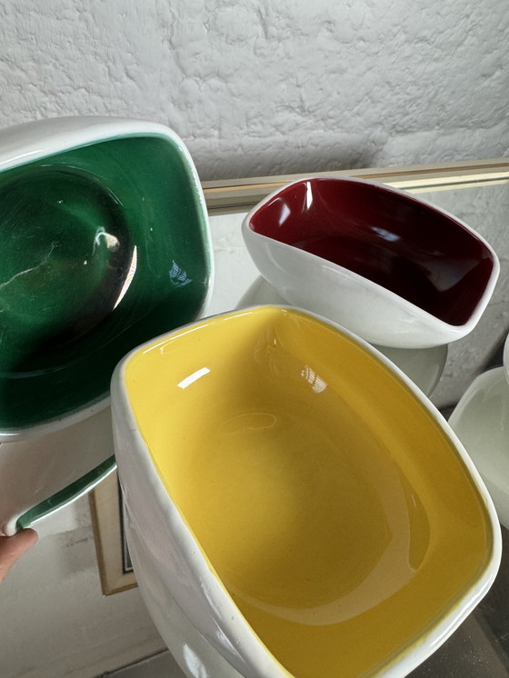 Image 1 of Service apéritif céramique et osier années 60