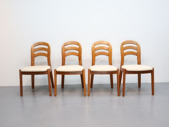Sedia da pranzo vintage / tessuto teak / crema marrone / Koefoed Denmark – Sedie da pranzo, Scandinavian (photo 3 of 5)