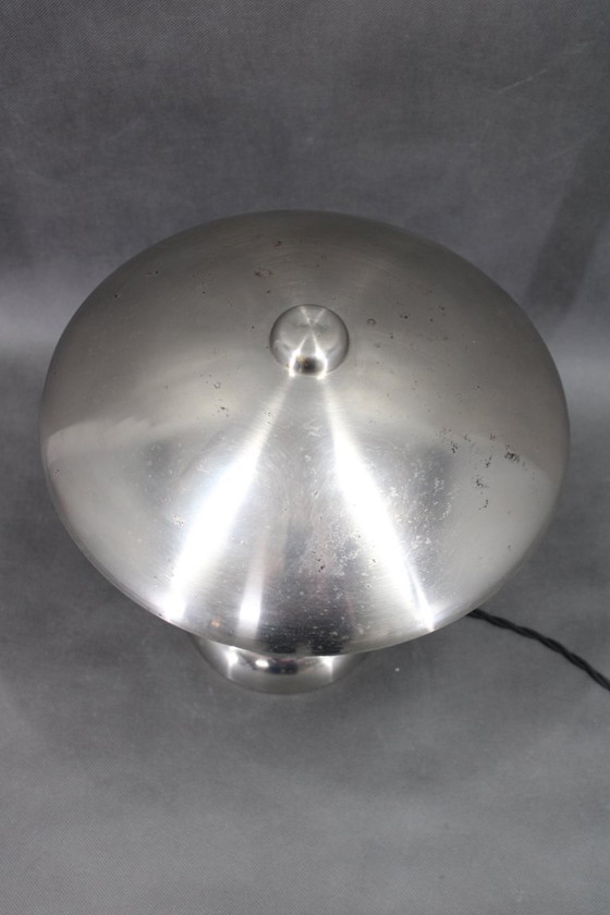 Image 1 of 1930s Art Deco Nickel Mushroom Table Lamp Europe