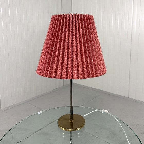 Image 1 of Brass Table Lamp With Pleated Shade 1950's