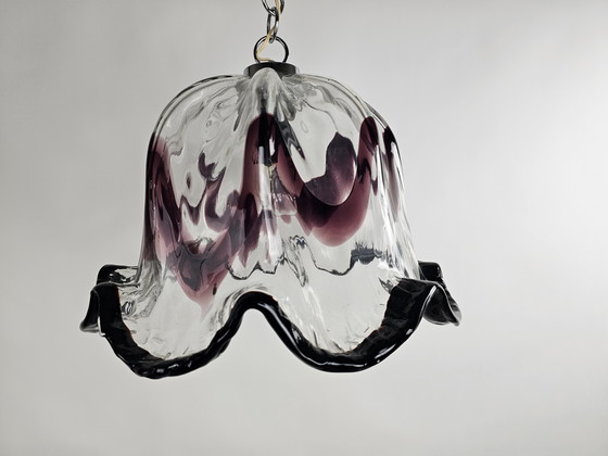 Image 1 of Hanglamp met bogen in transparant en lila kleur uit Italië 