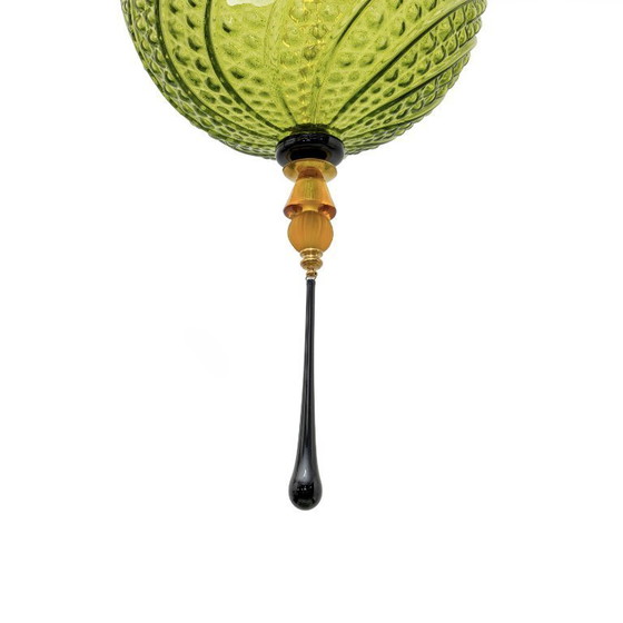 Image 1 of Lampada a sospensione in vetro soffiato di Murano e ottone