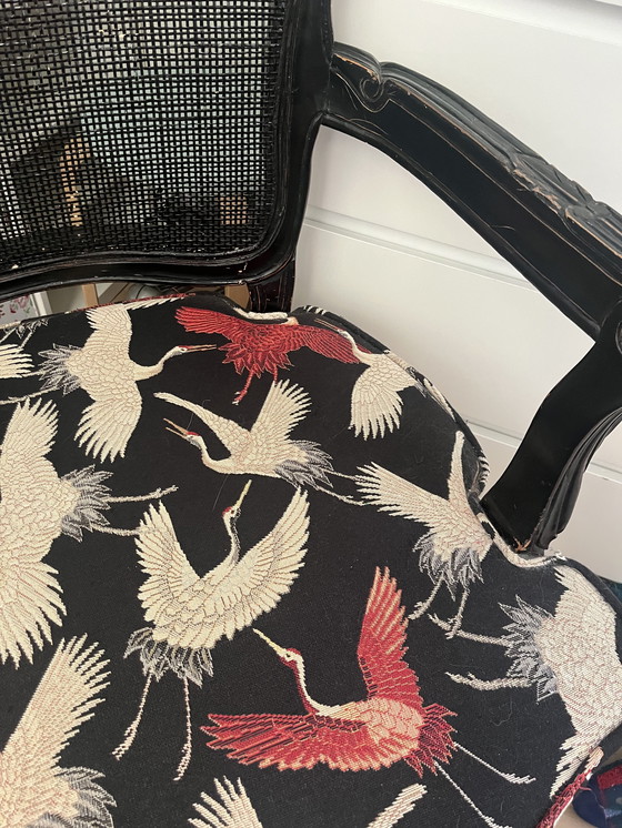 Image 1 of Black brocante / vintage webbing chair