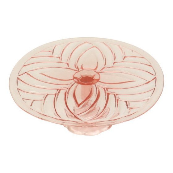 Image 1 of Pink Art Deco Cake Plate Pastry Dish