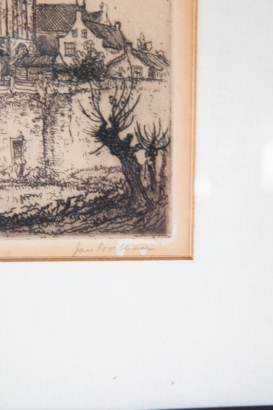 Image 1 of Jan Poortenaar – Martinitoren Groningen – Dutch etching – signed