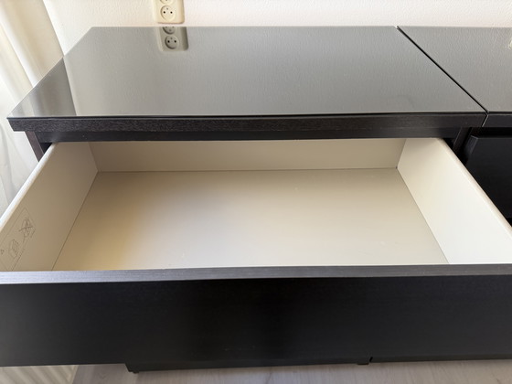 Image 1 of 2x Malm 4 drawers with smokey glass top