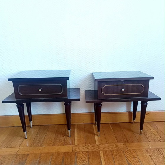 2x Mid-Century Gelakte Houten Nachtkastjes 1950 – Bijzettafels, Wood (photo 2 of 16)