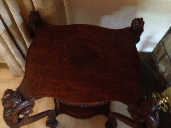 Image 1 of Mesa neorrenacentista con bandeja, italiana, siglo XIX, nogal macizo