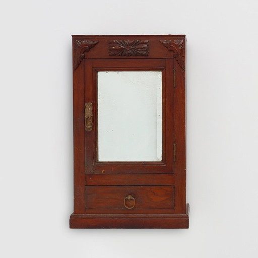 Art Deco scheerkast in hout met afgeschuinde spiegel, Frankrijk