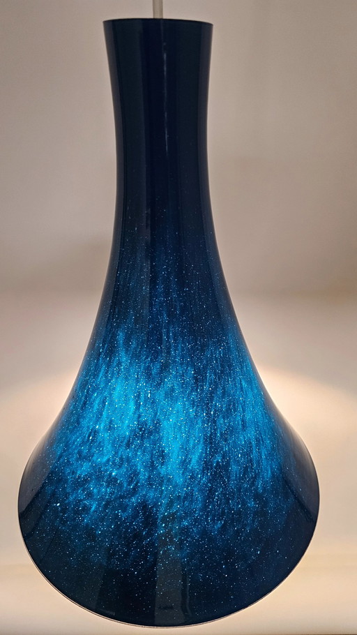 Zeldzame Blauw Glazen Hanglamp Tokio Van Wilhelm Braun-Feldweg Voor Peill & Putzler 1960