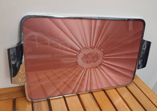Vintage Tray Serving Tray Pink