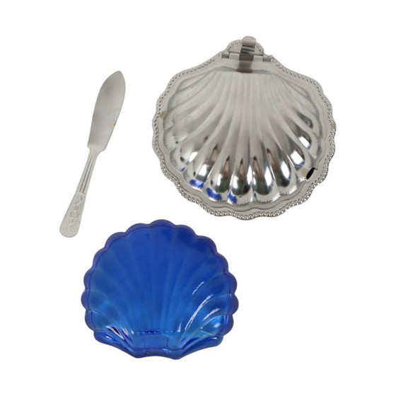 Burriera vintage a forma di conchiglia di capasanta. – Accessori da tavola, Chrome, Glass (photo 5 of 12)