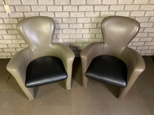 2x Leolux Amphora armchairs Leather