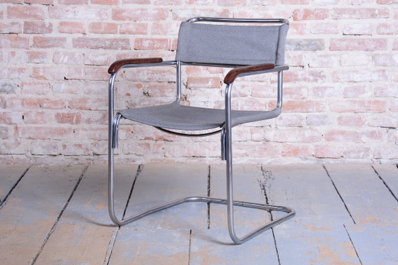 Poltrona Bauhaus restaurata, disegnata da Marcel Breuer per Thonet, in cromo, ceca, anni '30. – Poltrone (photo 8 of 17)