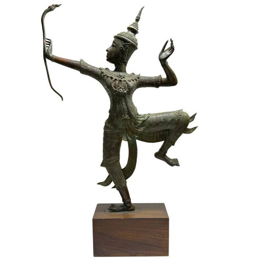 Antike Bronze-Rama-Statue aus Thailand – kraftvoller Hofstil mit Bewegung – Los 464