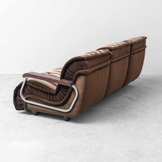 Divano modulare vintage Malga a 3 posti in tessuto a righe – Anni '70 – Sofà, Wood, Metal, Italian Design (photo 7 of 13)