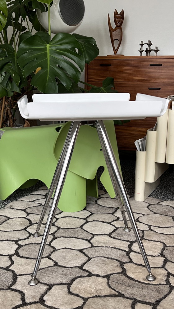 Designer wooden 2 side tables plant table Space Age Pop Art style – Metal (photo 5 of 5)