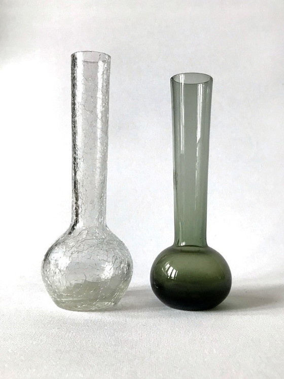 Image 1 of Vintage pair of charming small glass vases