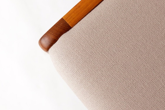 Image 1 of Set di 4 sedie da pranzo vintage di Lübke - Germania anni '70 - Legno di ciliegio e tappezzeria grigia