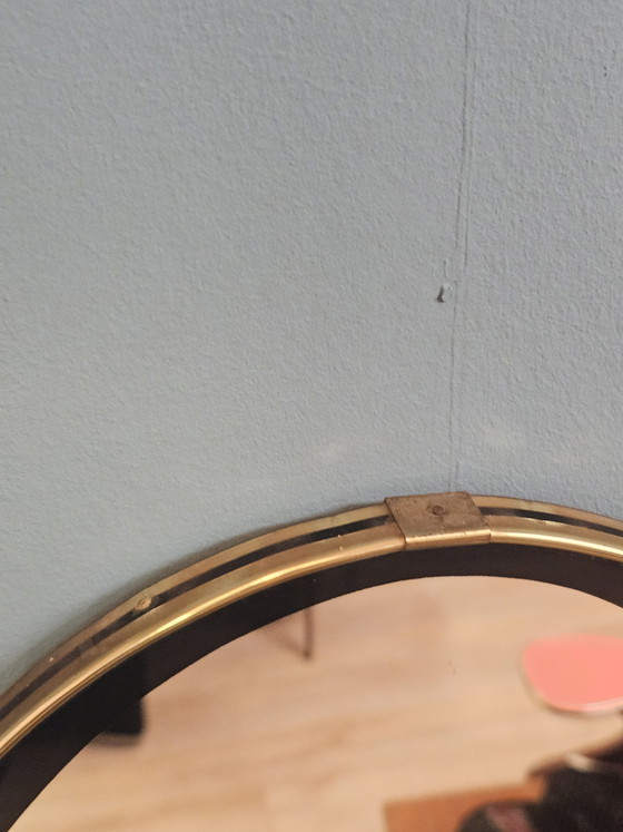 Image 1 of Vintage 1960s Mirror Wall Mirror Black Brass