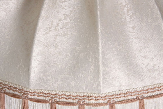 Image 1 of Tafellamp massief messing franjes 76cm jaren 1970 vintage