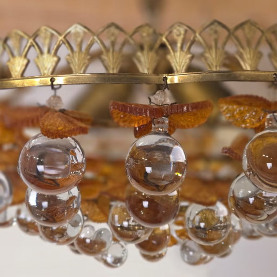 Plafonnier italien Murano, 1950, Lustre vintage, Verre, Laiton, Multicolore, Mid Century Modern (photo 5 sur 21)