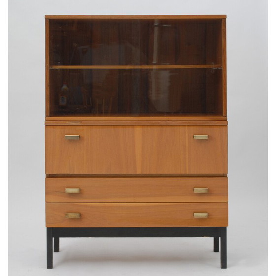 Image 1 of Vintage walnut and glass bookcase for Interiér Praha, Czech Republic 1960