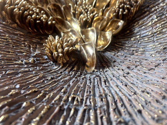 Image 1 of Centro de mesa - D. 44 cm - Baño de oro - Escultura en arcilla y oro