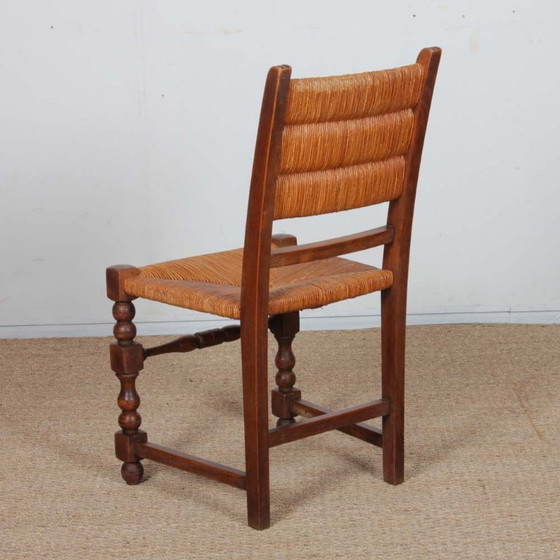 Image 1 of Ensemble de 8 chaises paillées en bois massif, 1940