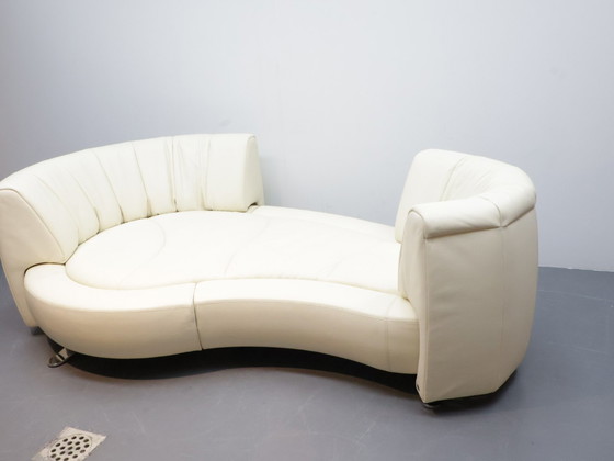 Image 1 of Sofá De Sede DS164 de piel color blanco roto