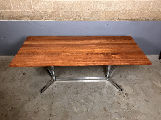 Image 1 of Vintage Dining Table Chrome Solid cherry industrial