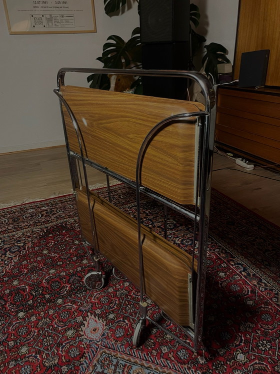 Bremshey Dinett Desserte Vintage mid-century (années 60/70), Chrome, Marron (photo 4 sur 5)