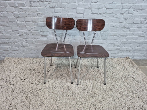 Set di 2 sedie da cucina vintage Brabantia, Formica a scacchi, Paesi Bassi, anni '60 – eetkamerstoelen, Chrome