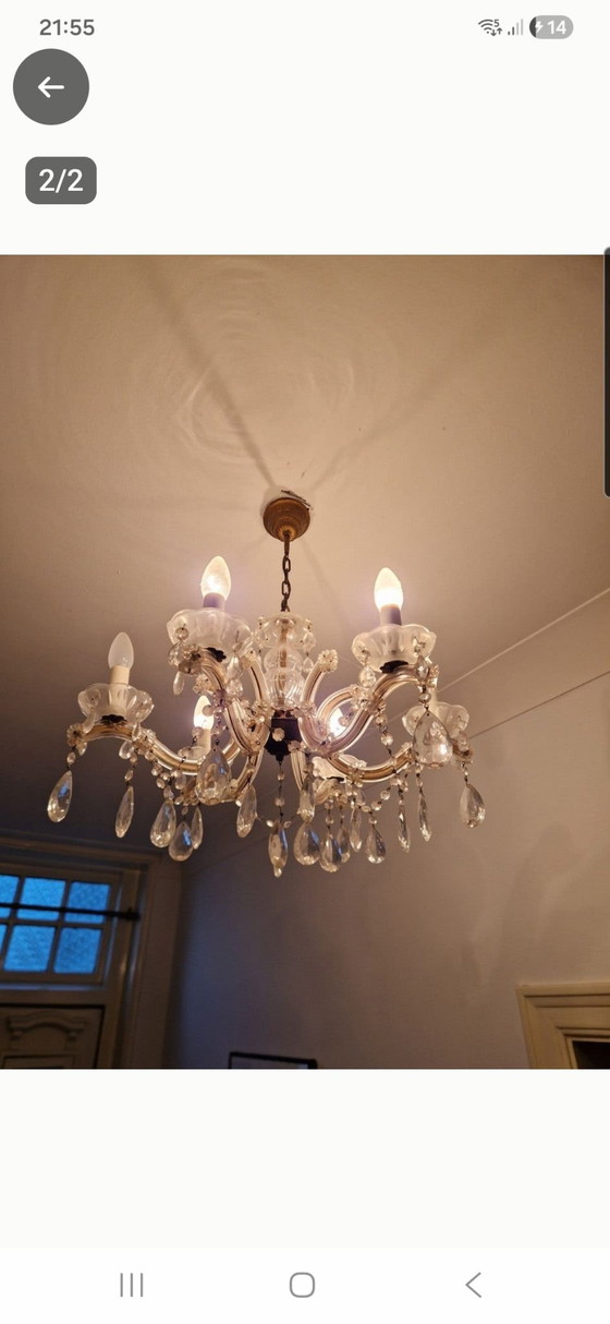 Lustre Maria Theresia 6 bras, Cristal, Verre, Doré (photo 4 sur 5)