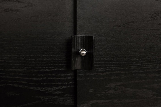 Image 1 of Vintage Mid-Century Modern Scandinavian Dark Oak Sideboard with Wooden & Metal Handles, 1960s