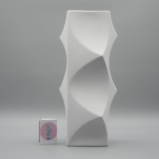 Image 1 of HUTSCHENREUTHER Biskuitporzellan-Vase „Archais“ Heinrich Fuchs Op Art Retro H 28cm